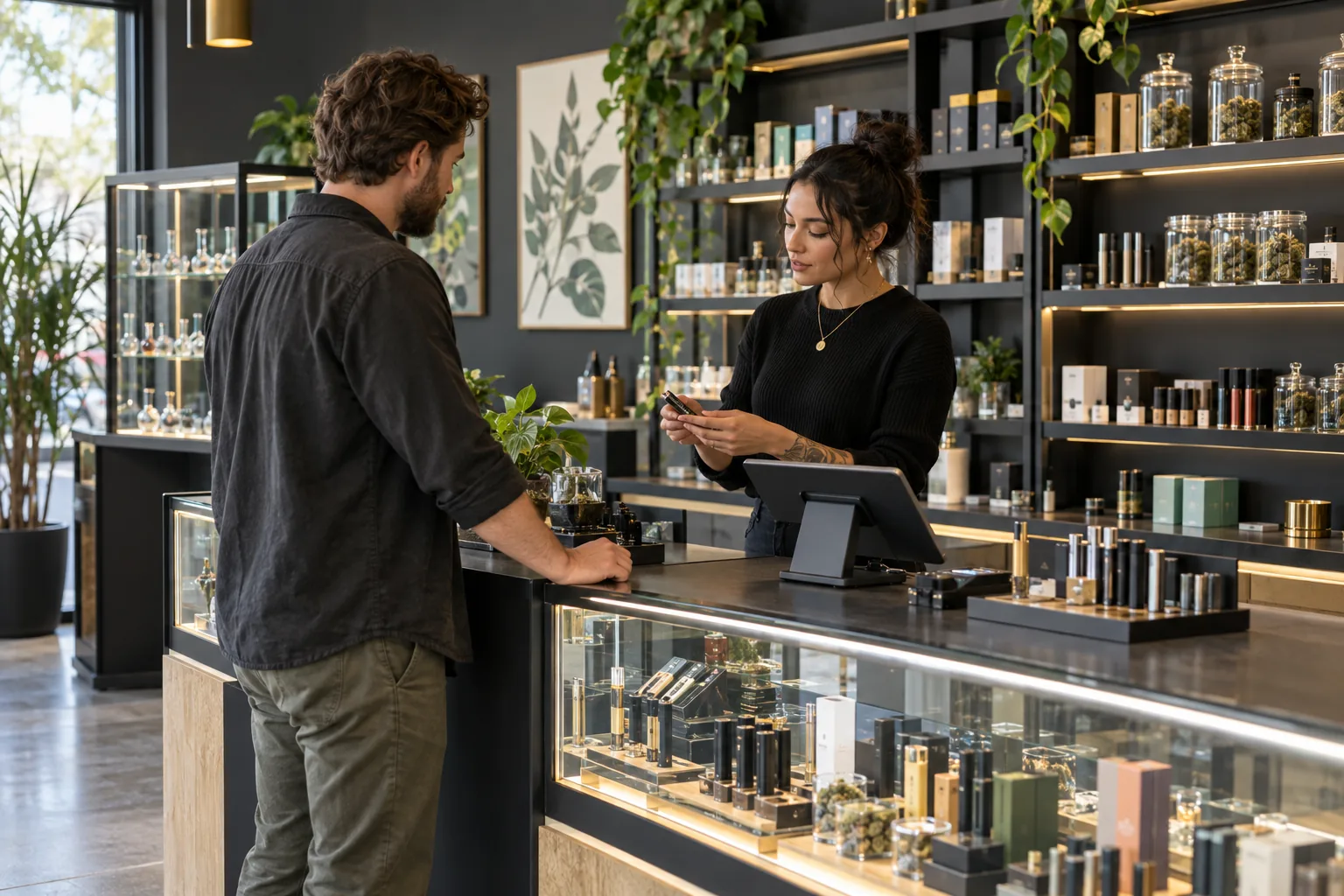 Clean and modern independent smoke and vape shop checkout